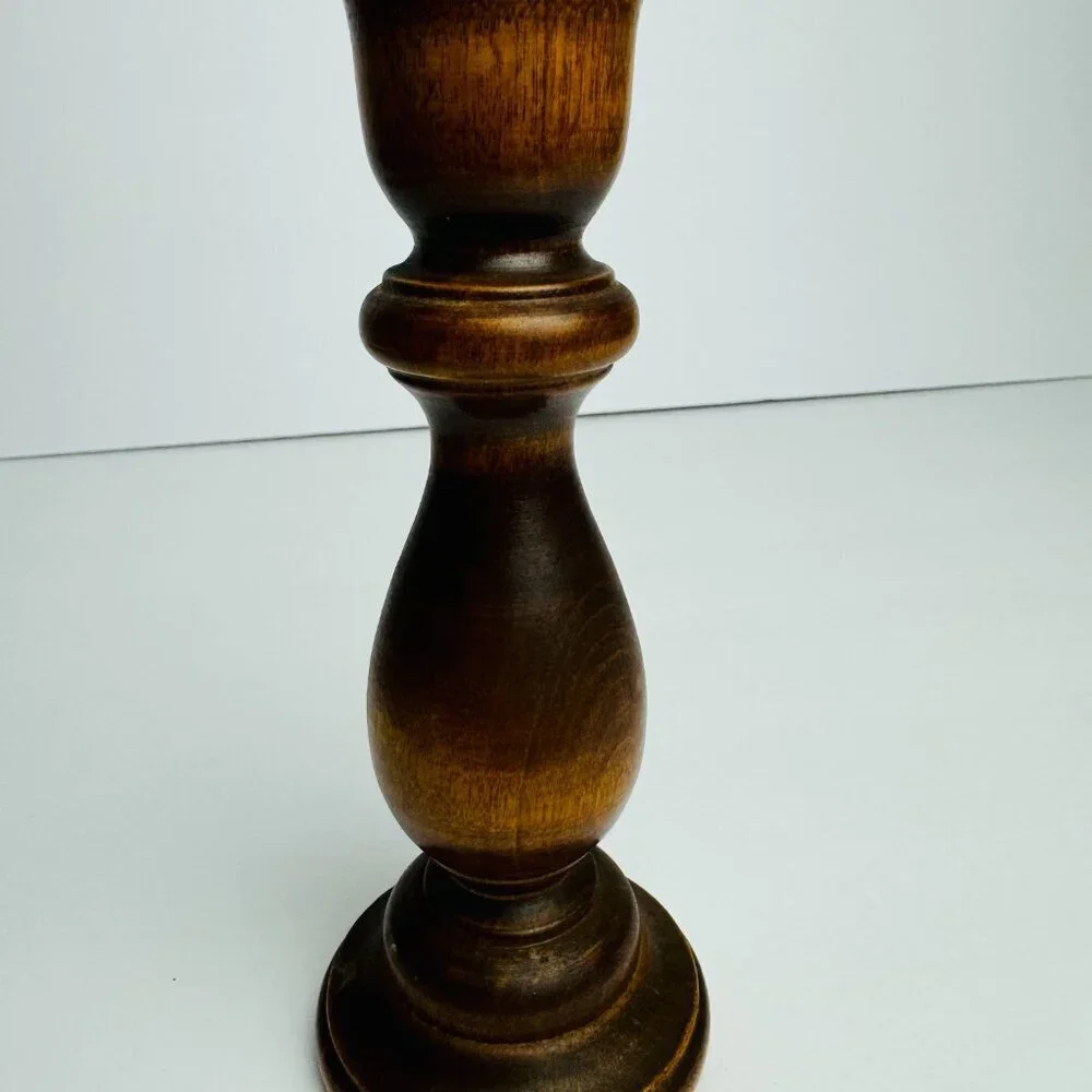 Vintage Turned Wood Candlestick Holder